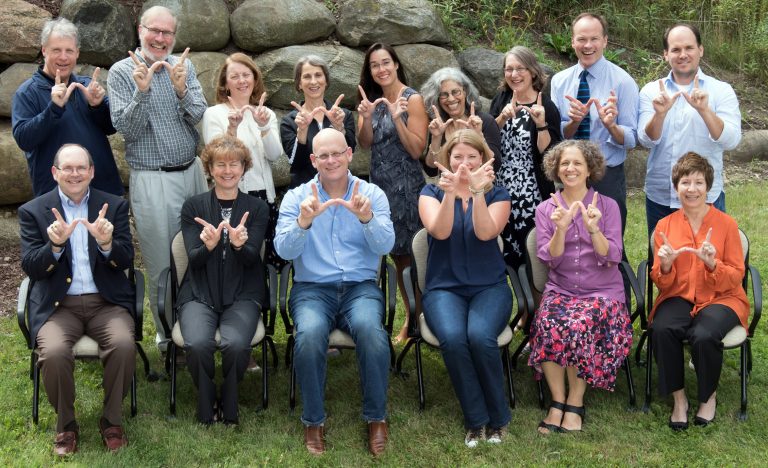 A photo of the MS in Biotechnology Program faculty group photo outside together