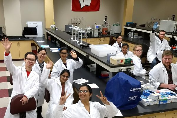International students in the lab