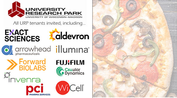 image of URP company logos and pizza