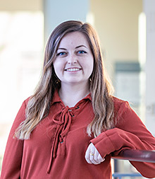 professional photo of Ashley Hallfrisch, class of 2022 with the MS in Biotechnology Program at UW-Madison